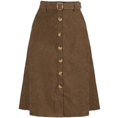 Indulge in a perfect blend of comfort and style with this ribbed corduroy A-line skirt. The high-fitted waist and slightly flared hem add a touch of elegance to the skirt, while the matching waist tie accentuates your curves, creating a flattering silhouette. The elastic waist and belted detail make it comfortable to wear all day long. This versatile skirt is suitable for any occasion, be it a party, a day out shopping, or a day at the office. The midi length adds a touch of sophistication to th Courderoy Skirt, Corduroy Midi Skirt, Button Front Skirt, Midi Flare Skirt, Corduroy Fabric, Midi Length Skirts, Fall Skirts, Trendy Clothes For Women, Womens Clothing Sizes