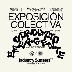 the poster for exposicon collective's exhibition, which features an image of various letters