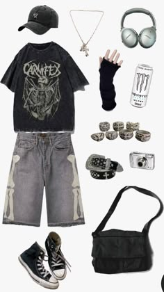 Emo Punk Outfits 2000s, 90s Emo Fashion Grunge Style, Cool Outfit Ideas Edgy, Emo Indie Outfits, 90s Y2k Outfit Ideas, Y2k And Grunge Outfits, Edgy Streetwear Outfit Ideas, Euphoria Fashion Aesthetic, Punk Skater Outfits