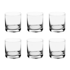 six shot glasses sitting next to each other