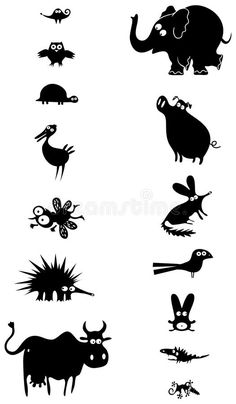 the silhouettes of different animals and birds