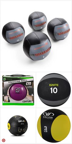 several different types of sports balls are shown in this image, including one with the number ten on it