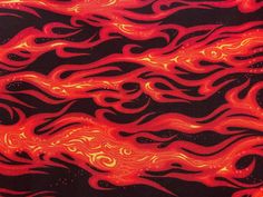 an orange and black background with red swirls on it's surface, as well as the design