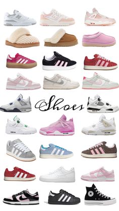 Shoe Collage, Shoes Collage, Cute Casual Shoes, Nike Shoes Women Fashion, Basket Style