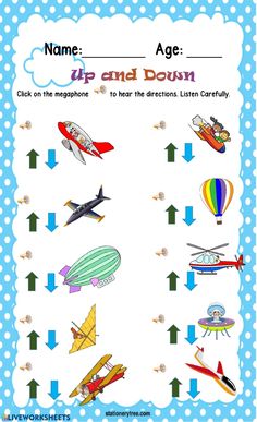 a blue and white poster with different types of airplanes