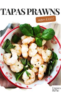 the cover of tapas prawns super easy, with spinach and shrimp in it