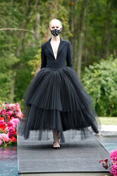 Black tuxedo style bodice pleated tulle tea length cocktail dress with zipper closure Expected Delivery: 2-4 weeks after purchase Composition: 92% Polyester/8% Polyurethane, 100% Polyester Made in USA Made to order styles are Final Sale For questions, please email info@christiansiriano.com Tea Length Cocktail Dresses, Kim Cattrall, Samantha Jones, Pleated Tulle, Tuxedo Style, Fantasy Theme, Project Runway, 2021 Fashion, Black Tulle