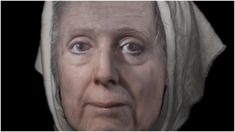 an old woman's face is shown as if she was wearing a headscarf