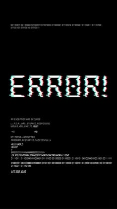 the text error is made up of pixellated letters and numbers on a black background