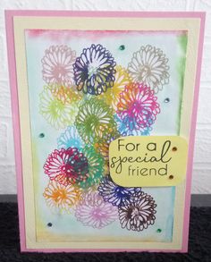 a handmade card with flowers on it and a tag that says for a special friend