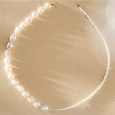 Offers Welcome This Anthropologie Half Moon Pearl Necklace Is Gorgeous! It Is Made Of Half White Freshwater Real Pearls And Half Tiny White Seed Beads. Necklace Closes With A Gold Lobster Clasp Closure. Necklace Length Is 16". Delicate White Pearl Necklace, Feminine White Pearl Necklace, Everyday White Pearl Choker Necklace, Dainty Pearl White Pearl Choker, Pearl White Choker Necklace With Pearl Charm, Anthropologie Jewelry, Freshwater Pearl Jewelry, Real Pearls, Half Moon