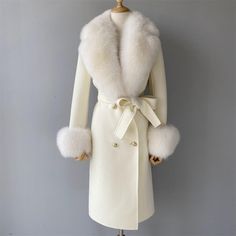 Enrich your shopping list wisely at GeraldBlack.com. Women's White Winter Wool Real Fox Fur Collar Cuffs Double Faced Jacket #getyoursexyon #styleiseverything #headturner #Ialwayslooksexy #imtoosexy Elegant Winter Faux Fur Coat, Elegant Winter Fur Coat, Elegant Solid Color Fur Coat For Winter, Elegant Fur Coat With Faux Fur Trim For Fall, Elegant Fall Fur Coat With Faux Fur Trim, Formal Winter Faux Fur Coat, Formal Outerwear With Faux Fur Trim, Fitted Long Fur Coat For Winter, Elegant Long Sleeve Fur Coat With Faux Fur Lining