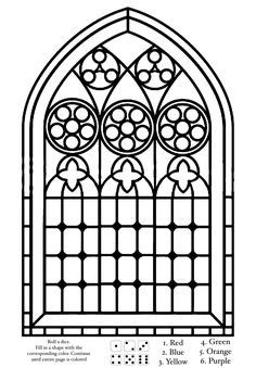 a drawing of an arched window with decorative designs on the top and bottom, as well as