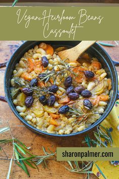 vegan mediterranean beans casserole with olives and rosemary