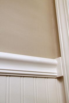 the corner of a room with a white door handle