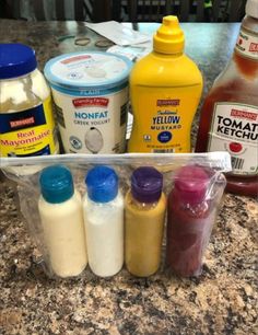 the ingredients to make homemade mayonnaise are in plastic bags