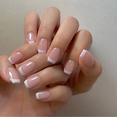 24pcs French Tip Press On Nails Short Square Fake Nails White Pinkish Nude Design False Nails Cute Full Cover Nail Tips Acrylic Nails For Women And Girls Fixed Price Shorties Nails, Mail Inspo, Colorful Nails, French Tip Acrylic Nails, Short Square Acrylic Nails, Color Nails, Pink Collar, Neutral Nails