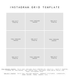 the instagram grid template is shown in white and black, with four squares on each side