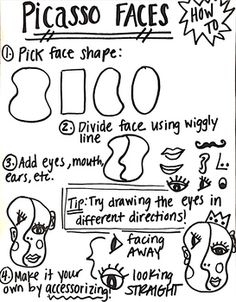 a poster with instructions on how to draw faces