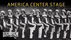 a group of women in sailor costumes standing next to each other with the words america center stage