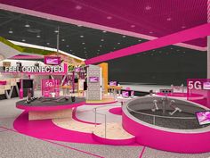 an artist's rendering of a retail store with pink walls and flooring in the background