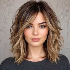 Are you looking to refresh your hairstyle with layers that add movement, volume, and dimension? Layered haircuts have been a timeless trend for decades, Layer Haircut Ideas, Mid Length Hair With Layers Wavy, Medium Length Hair With Layers Wavy, Hairstyle With Layers, Wavy Lob Haircut, Layer Haircut, Layered Haircuts Shoulder Length, Dark Blonde Hair Color