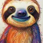 a drawing of a smiling sloth