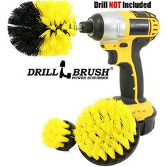 the drill brush is being used for cleaning