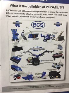 an advertisement on the back of a truck with different types of tools and equipment in it