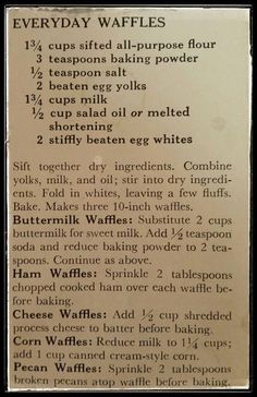 an old recipe for everyday waffles