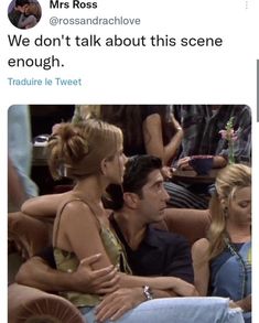 two people sitting next to each other with their arms around one another and the caption reads, we don't talk about this scene enough