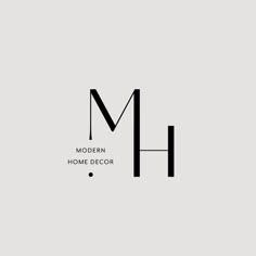 the modern home decor logo is black and white