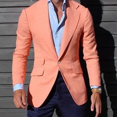 Linen Wedding Suit, Peach Jacket, Peach Blazer, High Fashion Men, Linen Suits, Traje Casual, Men’s Suits