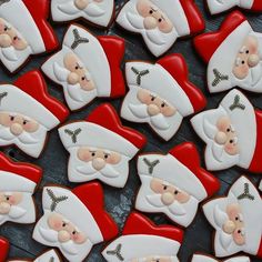 decorated cookies with santa's faces on them