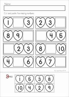 valentine's day worksheet with hearts and numbers for the number 1 to 10