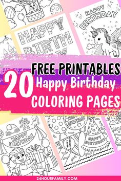 These free printable pages are filled with fun designs, from birthday cakes to balloons, to keep kids entertained and create a festive atmosphere. Download, print, and let the coloring fun begin!  Happy birthday free printable, happy birthday writing, free printable birthday cards, coloring birthday cards, happy birthday drawings, happy birthday coloring pages, happy birthday free, happy birthday grandpa, happy birthday printables hbd