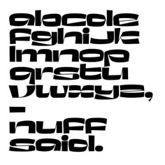 some type of font that is black and white with the letters in different languages on it