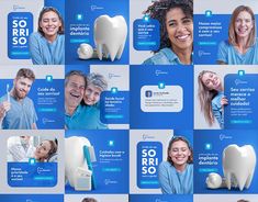 a collage of photos showing people smiling and holding toothbrushes in front of them