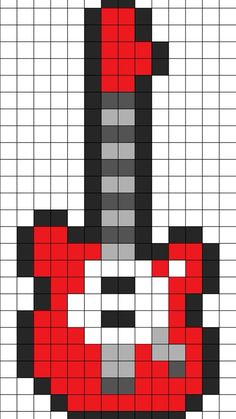 a cross stitch pattern that looks like a red and black guitar pick up from the bottom