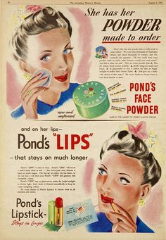 an old advertisement for pond's lips with two women brushing their teeth