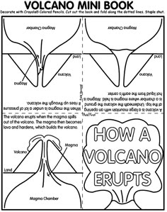 the volcano book with instructions for how to draw it and how to cut it out