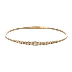 Graduated Diamond 14K Yellow Gold Flex Bangle Real Gold Bangles, Bracelet Stacks, Circle Monogram, Bracelets Gold Diamond, Brilliant Diamond, Hand Engraving, Bracelet Stack, On Off, Bangle Bracelet