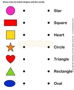 worksheet for kids to learn shapes and numbers with pictures on it, including the letter