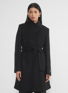 THE CONNOR COAT | Aritzia Belted Wool Coat, Wool Wrap Coat, Wind Protection, Wool Wrap, Wrap Coat, Feel It, Princess Seam, Funnel Neck, Zip Sweater