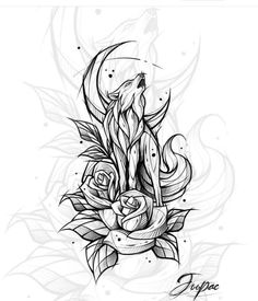 a black and white tattoo design with roses