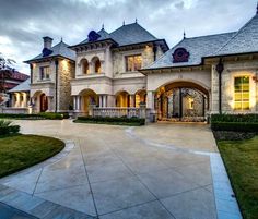 a large house with many windows and doors