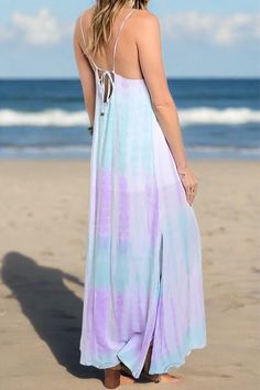 Fashion on Earth Summer tie dye maxi dress. Partially lined, tie back design, long side slits. Super soft and comfortable rayon fabric. Beautiful colors. Color: Mint/LilacSizes S-M-L Bust 34-36-38, Length 53 100% Rayon, Polyester Lining, hand wash cold, importedE2/16F160 Tie-dye Sundress Maxi Dress For The Beach, Casual Tie-dye Maxi Dress For The Beach, Summer Tie-dye Maxi Dress, Summer Cotton Tie-dye Maxi Dress, Spring Beach Tie-dye Maxi Dress, Summer Tie Dye, Tie Dye Maxi, Tie Dye Maxi Dresses, T Dress