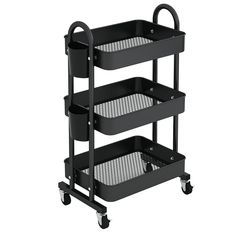 PRICES MAY VARY. 【STURDY & STABLE】The storage rolling cart is made of high quality steel frame and metal trays, which has the feature of anti-corrosion, waterproof, scratch-resistant. Thick metal frame makes it sturdy enough to hold up 66lbs 【SPACIOUS STORAGE CAPACIT】3-tier utility cart provides large storage space while saving you floor space to optimiz the space utilization as much as possible; great storage solution for a small kitchen 【ALL FOR YOUR CONVENIENCE】Equipped with 4 wheels (2 locka Bathroom Cart, Computer Cart, Rolling Utility Cart, Organization Cart, Craft Cart, Tool Cart, Storage Trolley, Office Black, Art Cart