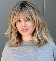 Haircuts For Thinning Fine Hair With Bangs, Medium Length Hair Back View, Curtain Bangs Long Hair Grey, Blond Wavy Hair With Bangs, 2013 Hair Trends, Shoulder Length Layered Haircuts With Bangs, Blonde Bangs Short Hair, Medium Layered Haircuts For Thick Hair Mid Length With Bangs, Shoulder Length Lob With Bangs