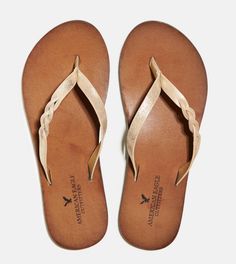 Gold Flip flops.  Love American Eagle flip flops - my last pair lasted 3 years! Gold Flip Flops, Prom Heels, Nike Shoes Women, Mens Outfitters, Sandals Summer, Country Style, Flip Flop, Cute Shoes